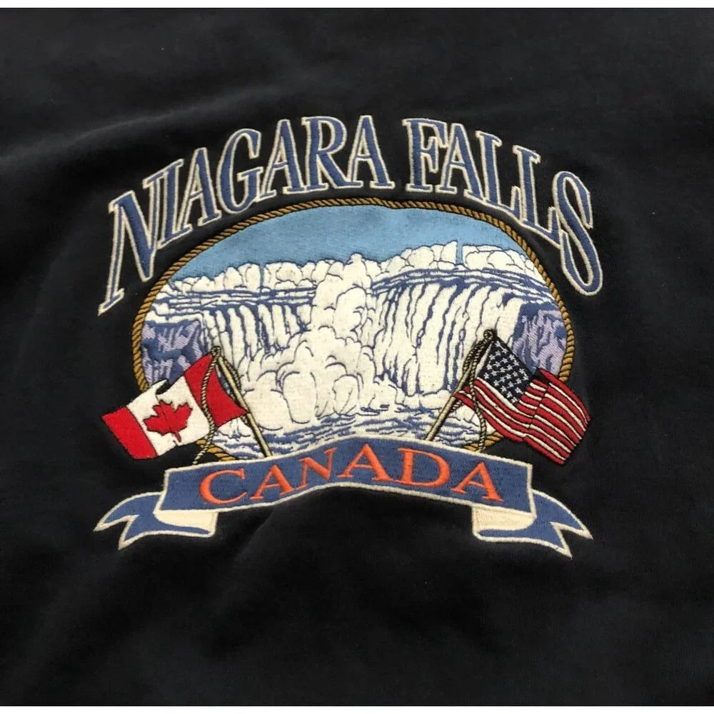 John Galt Adult Medium Niagara Falls Canada Embroidered Sweatshirt Blue - Picture 2 of 5
